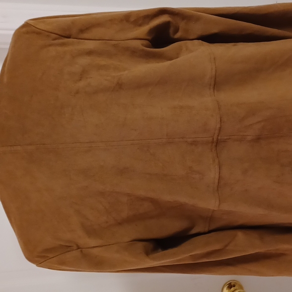 Chico's sueded brown fringe open lightweight cardigan jacket size 0 XS 4-6 - Picture 7 of 15